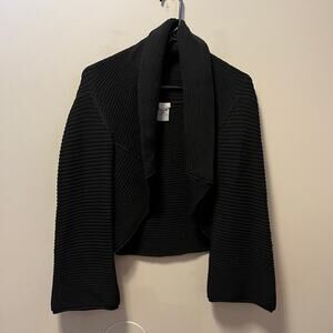 Transit Par Such‎ Ribbed Big Collar 100% Wool Size Small Black Cardigan